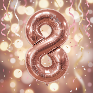 Globo Número 8 Color Oro Rosa de 100 cm, Decoración para Fiestas - Product Image 3