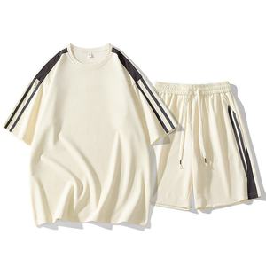 HC-CF2104563 Breathable Summer <b>Knitted</b> Customized Colors Polyester/Cotton Crew Neck Sweatshirt and Shorts <b>Set</b> Men Casual Wear - Product Image 5