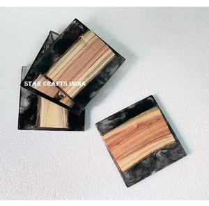 <b>Top</b> Quality Customize Square <b>Epoxy</b> Acacia Wood <b>Resin</b> Coaster Cheap Coaster <b>Table</b> Decoration & Accessories - Product Image 5