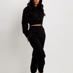 New Arrival Women Crop <b>Top</b> Sets Women 2 Piece Set Jogger 100%Cotton <b>Sweat</b> Suit Tracksuit Factory Rate Best Selling Tracksuit Set - Product Image 3