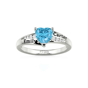 Bague de fiançailles en forme de cœur gravée sur mesure - Plaqué or rose rhodié ou or 18 carats - Product Image 3
