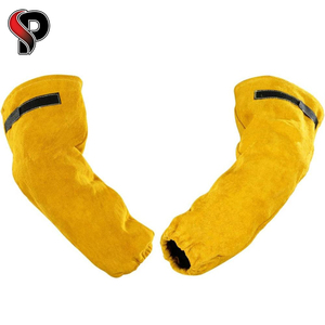 Premium Quality Cow Split Yellow Leather Safety <b>Clothing</b> Protective Arm Work & Welding Leather Sleeves - Product Image 6