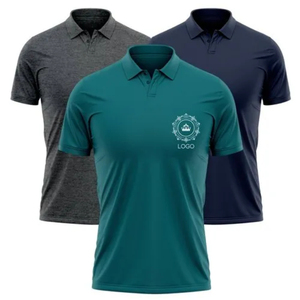 Polo en coton pour hommes avec technique sombre T-shirts de style d'affaires en coton de couleur unie à manches courtes - Product Image 1