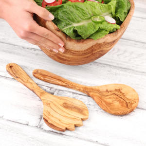 Handmade Olive <b>Wood</b> <b>Salad</b> <b>Servers</b> Set 2-Piece Spoon Eco-Friendly & Sustainable - Product Image 4