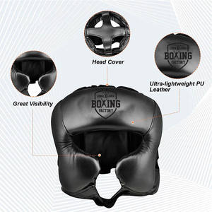 Protector de cabeza personalizable para boxeo profesional, protección para la cabeza, MMA, Kickboxing, Karate, Sparring, entrenamiento de lucha, cuero de vaca - Product Image 3