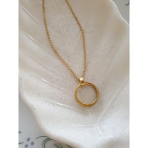 Collar con colgante de círculo de oro minimalista para mujer, joyería de moda, collar de cadena diario ligero, regalo para ella - Product Image 5