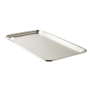 Plateau de service rectangulaire convertible fait main de qualité commerciale design contemporain en métal plaqué argent lavable au lave-vaisselle et au micro-ondes - Product Image 3