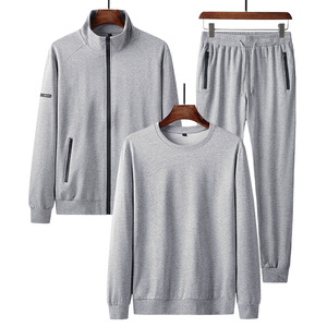 Ensemble deux pièces sur mesure de qualité supérieure pour hommes, survêtement de sport pour la salle de sport et l'entraînement, sportif, printemps, 100% coton, respirant, polaire - Product Image 3