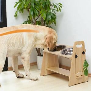 Double <b>Bowl</b> <b>Raised</b> <b>Dog</b> Feeding Station Rustic Pet Feeder with Steel <b>Bowl</b> Pet Feeding Table with Steel <b>Bowl</b> Stand - Product Image 4