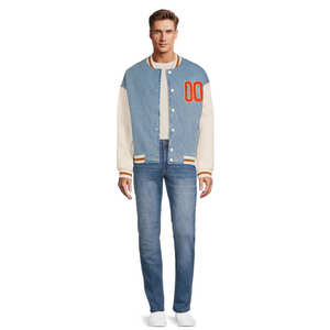 Chaquetas universitarias de invierno para hombre a la moda con cuello levantado Patchwork de chenilla personalizable de alta calidad al por mayor hecho a medida - Product Image 4