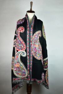 Timeless Black Kashmiri <b>Shawl</b> Handcrafted in Soft Wool Luxurious Winter <b>Wrap</b> Elegant Traditional Warm Pashmina Style - Product Image 4