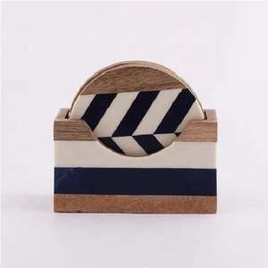 Exquisite Classic Wooden Meena Coasters Artisan Enamel Designs Heat Resistant Durable Eco-Friendly for Festive Celebrations - Product Image 5