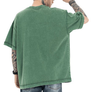 T-shirts vierges tricotés en coton épais 220g, coupe oversize à épaules tombantes, col carré, style streetwear chinois, couleur unie, personnalisables avec logo, collection 2024 - Product Image 5