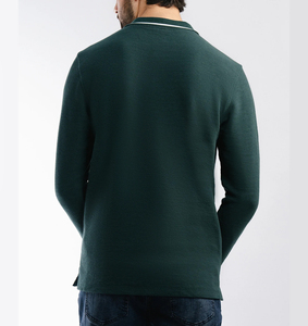 Polo negro de manga larga para hombre, ajuste a medida, algodón transpirable, ideal para informal y de negocios, logotipo personalizado y soporte OEM - Product Image 6