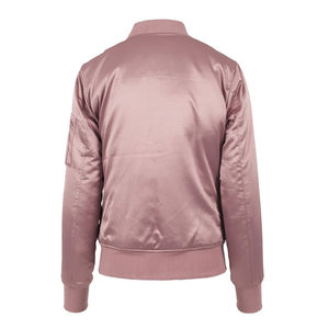 Windproof Quick Dry Breathable Canvas Fabric Regular Length Plain Dyed Knitted Satin <b>Women's</b> Varsity Jacket - Product Image 4