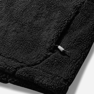 2026 Top Selling Custom Sherpa <b>Fleece</b> Hoodie with Kangaroo Pocket Embroidered Winter Polar <b>Fleece</b> Jacket in <b>Black</b> Color - Product Image 3