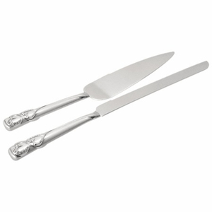 Gadgets de cuisine les plus vendus Serveur à gâteau classique et couteau (lot de 2) Trancheuse à gâteau d'anniversaire finition argentée pour fête de mariage - Product Image 3