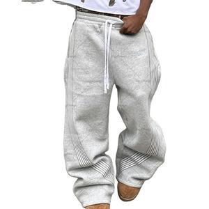 Pantalons de survêtement pour hommes de haute qualité, décontractés, 100% coton, doublure en polaire, respirant, lavage à l'acide, taille haute élastique, hiver, OEM ODM - Product Image 1