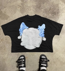 Fabricant personnalisé de t-shirts courts Boxy T-shirt à bords coupés T-shirt graphique vintage en coton noir lavé à l'acide pour hommes vente en gros - Product Image 5