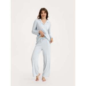   Conjunto de Pijama Premium para Mujer, de Bambú, con Cuello Acanalado, Suave y Transpirable, Estilo Clásico de Primavera, con Cordón Ajustable, Logotipo Personalizado, ODM, Spandex - Product Image 2