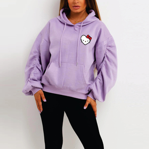 Sudadera de manga larga de gran tamaño en blanco personalizada, sudaderas con capucha y sudaderas para mujer, sudaderas informales transpirables - Product Image 3
