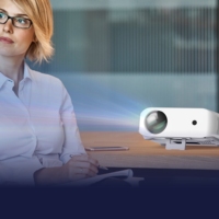 Projecteur VIVIBRIGHT F10, qualité 1080P, objectif à mise au point manuelle, design portable avec prise en charge jusqu'à 4K