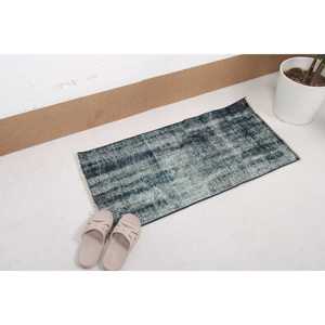 Alfombra Vintage, Pequeña Alfombra Turca de 1.6x3.2 pies, Alfombra de Lana con Puntos Azules y Grises - Product Image 2