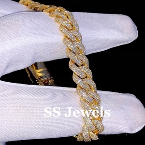 12mm Iced Tennis Round Brilliant Cut Moissanite Claw Setting 925 Silver Rhodium Plated Hip Hop Bracelet pour homme - Product Image 2