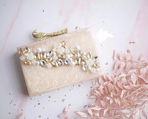 Luxury Resin Customized Clutch Handbag Fashion Metal Embellishments Stone Work Intricate Embroidery Designer Handmade Ladies - Product Image 6