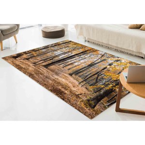 Alfombra con Estampado de Hojas Otoñales - Decoración Acogedora de Estilo Rústico para el Hogar y la Oficina, Alfombra de Chenilla - Product Image 3
