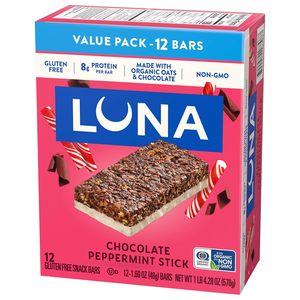 LUNA <b>Bar</b> - Chocolate Peppermint Stick Flavor - Gluten Free Snack <b>Bars</b> Value Pack (12 Pack) - Product Image 2