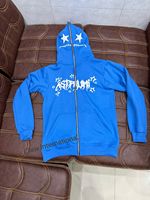 Conjunto de chándal de invierno para hombre 100% algodón Street Wear estilo 3D para Puff Print Rhinestone Full Zip up Hoodie & Flare Sweatpants