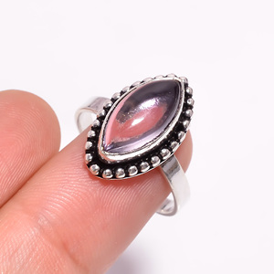 Anillo fino de piedras preciosas de amatista de corte Marquesa de estilo clásico de Plata de Ley 925 para bodas, compromisos, fiestas de aniversarios - Product Image 3