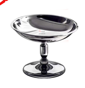 ชามเสิร์ฟอาหารโลหะทรงกลมสีเงินพร้อมขาตั้งสำหรับบ้านและโรงแรม - Product Image 4