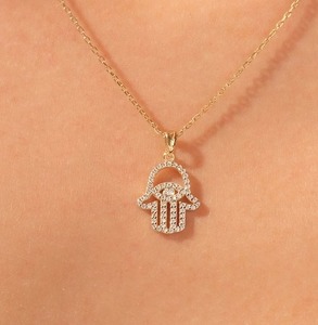 Sterling <b>Silver</b> Moissanite Hamas Necklace Diamond Good Luck Charm Customized Engagement Ring <b>Pendant</b> <b>Men</b> Women Hip Hop Style - Product Image 2