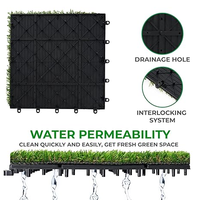 Vente flash - Tapis de jardin intérieur/extérieur HPG-6202 - Gazon artificiel de haute qualité - Carreaux de gazon artificiel - Décoration paysagère - PE 20 mm - 30x30 cm - Vert naturel