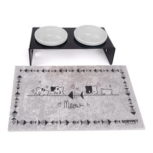 Station d'alimentation pour animaux de compagnie portable en acrylique à double bol, 2 plats en céramique, support à nourriture pour chat et chien moderne et transparent, bols élégants pour animaux de compagnie - Product Image 4