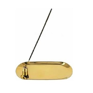 Porte-bâton d'encens en feuille nickelée Plaque de brûleur d'encens en forme de bateau en alliage 5.5 "Long plateau de attrape-cendres d'encens - Product Image 5