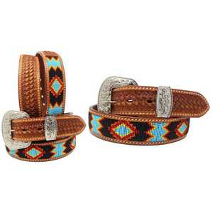 Handmade High Quality Western Cow Leather Beaded Belt With Hand <b>Tooling</b> & <b>Engraved</b> Buckle Manufacturer Supplier - Product Image 4