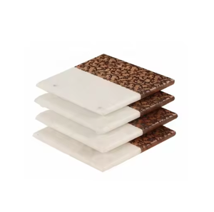 Wholesale Subic Shaped <b>Marble</b> <b>Coasters</b> Set With Wood for Drinks Tea & Coffee Holding Home Decoration Tabletop <b>Coasters</b> - Product Image 2