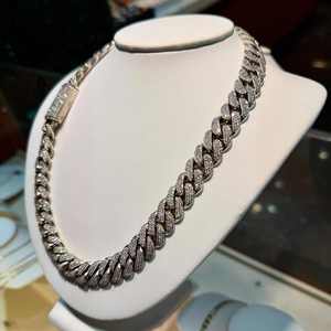 Moissanite 14mm diamant taillé en argent sterling 925 chaîne à maillons cubains Hip Hop glacé plaqué rhodium pour mariages fêtes style Miami - Product Image 6