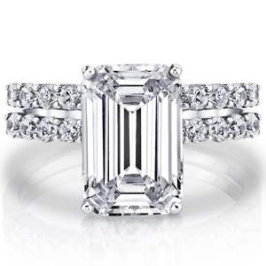 Metal Masters Mujer Plata de Ley 925 Conjunto nupcial Anillos de compromiso Esmeralda Cubic Zirconia 7 - Product Image 4