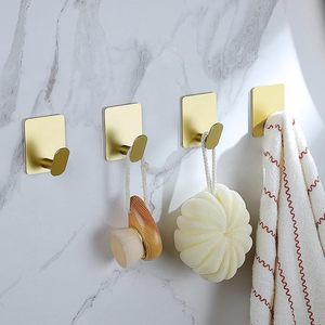 Ganchos y rieles adhesivos antiguos y atractivos de acero inoxidable dorado para uso en paredes de dormitorio o cocina - Product Image 6