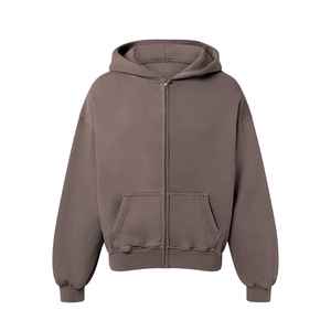 Sweat à capuche zippé en coton de haute qualité, coupe ample et courte, épaule tombante, broderie personnalisée, style hip-hop, anti-rétrécissement, streetwear de haute qualité - Product Image 4