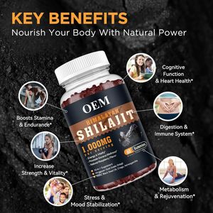 Private Label Pure Himalayan Shilajit Gummies with 82% Fulvic Acid Sugar Free Shilajit <b>Resin</b> Gummies for Support Energy & Immune - Product Image 2