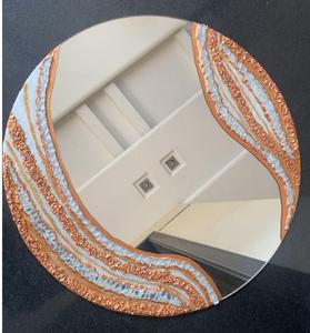 กระจกติดผนังทรงกลมดีไซน์หรูหราทันสมัยกระจกทำจากไม้เรซินปรับแต่งสีได้ - Product Image 4