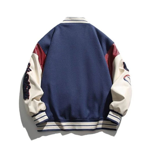 Veste de baseball varsity à col montant, patchwork, broderie personnalisée, qualité supérieure, épaisse, OEM, veste décontractée d'hiver - Product Image 2