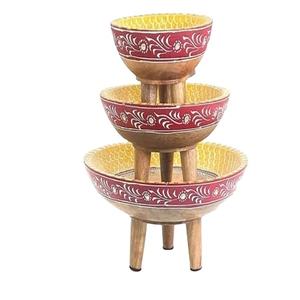 Ensemble de bols à Fruits secs élégants maison hôtel Restaurant ustensiles de cuisine vaisselle Dates bol jaune couleur bois naturel plateau fini bol - Product Image 1