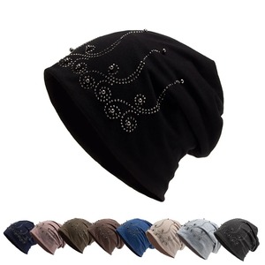 Gorro de Punto para Mujer con Pedrería y Perlas, Gorro de Otoño para Mujer, Gorros Casuales de Moda, Gorro de Punto Cálido para Mujer, Gorro de Invierno - Product Image 1