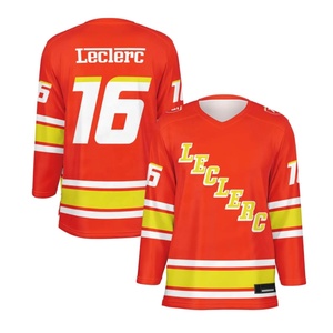 Jerseys de hockey sobre hielo de manga larga con cuello en V unisex, 100% poliéster con logotipo impreso personalizado, jerseys con nombre del equipo OEM - Product Image 1